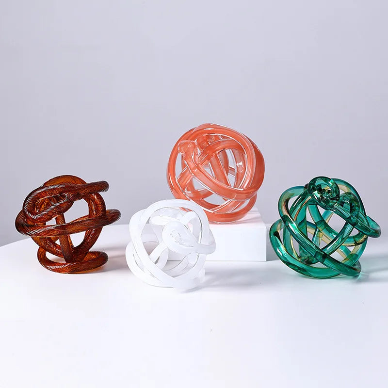 Handmade Glass Knot Figurine — Twisted Ball Decorative Ornament