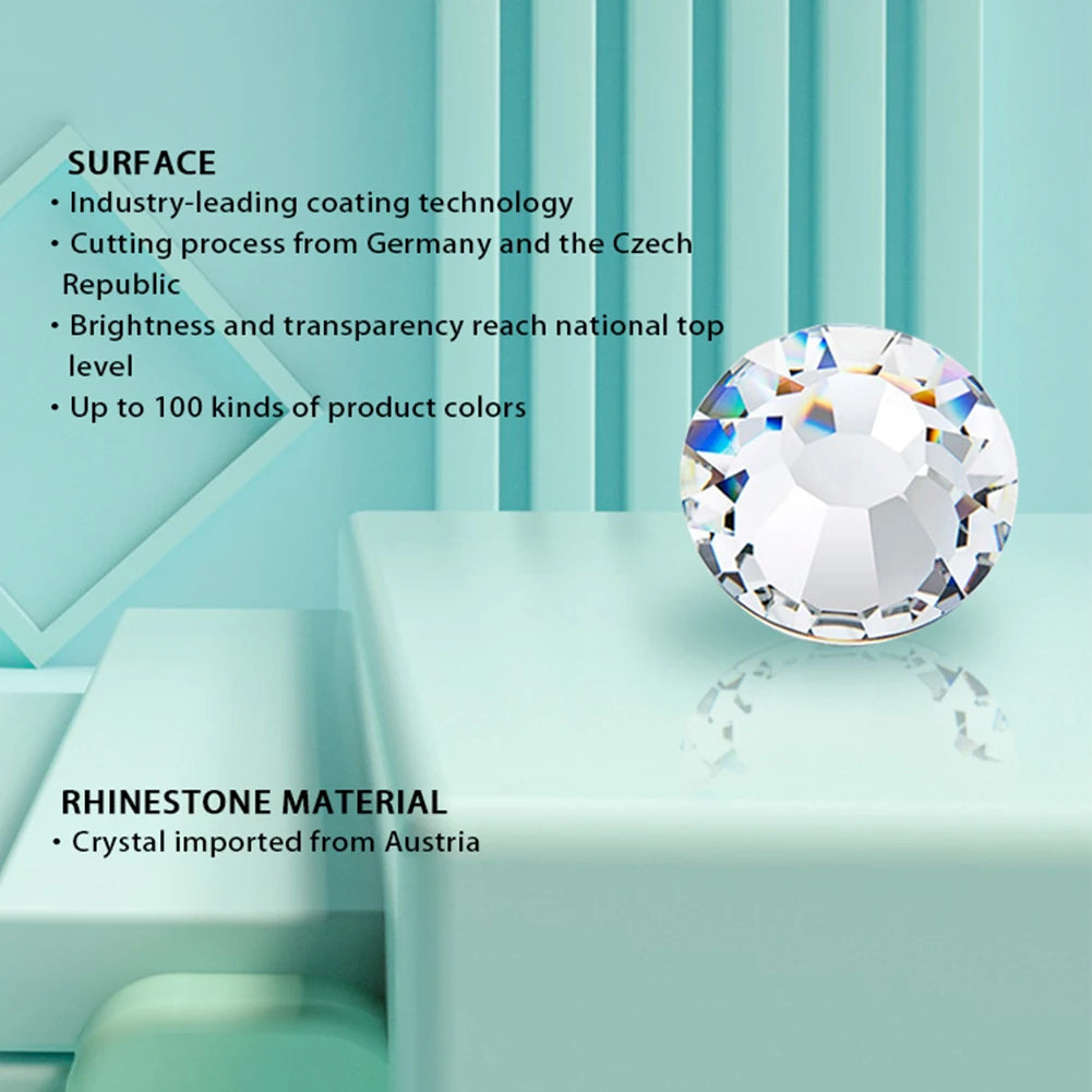 YHB Crystal Flat Back Rhinestones — Glitter Gemstones for Nails and Fabric