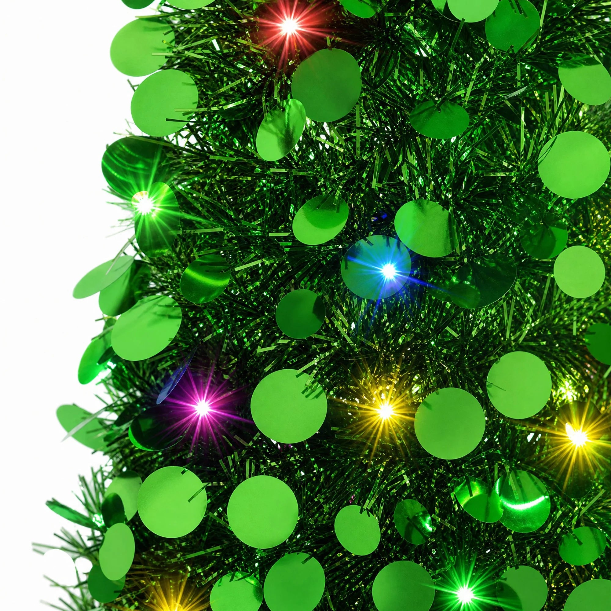 GAOMON 5 FT Pre-Lit Slim Pencil Tinsel Christmas Tree — Space-Saving Pop-Up Design