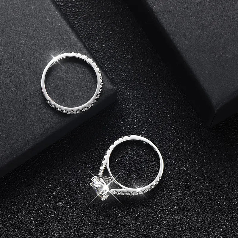 knobspin Moissanite Bridal Ring Set — Sparkling VVS1 D Color Eternity Band
