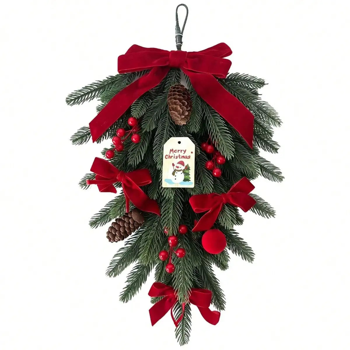 Pine Wreath Teardrop Swag — Festive Christmas Front Door Decor