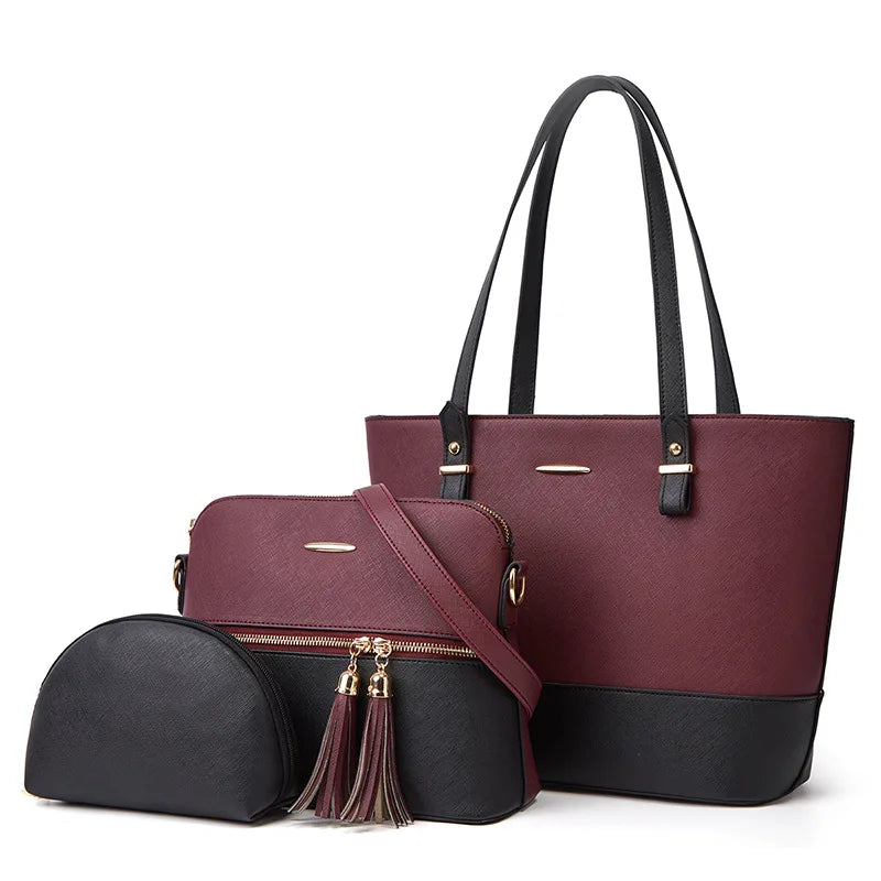 Kalsooni Women's 3-Piece Handbag Set — Fashionable Tote and Crossbody Bags