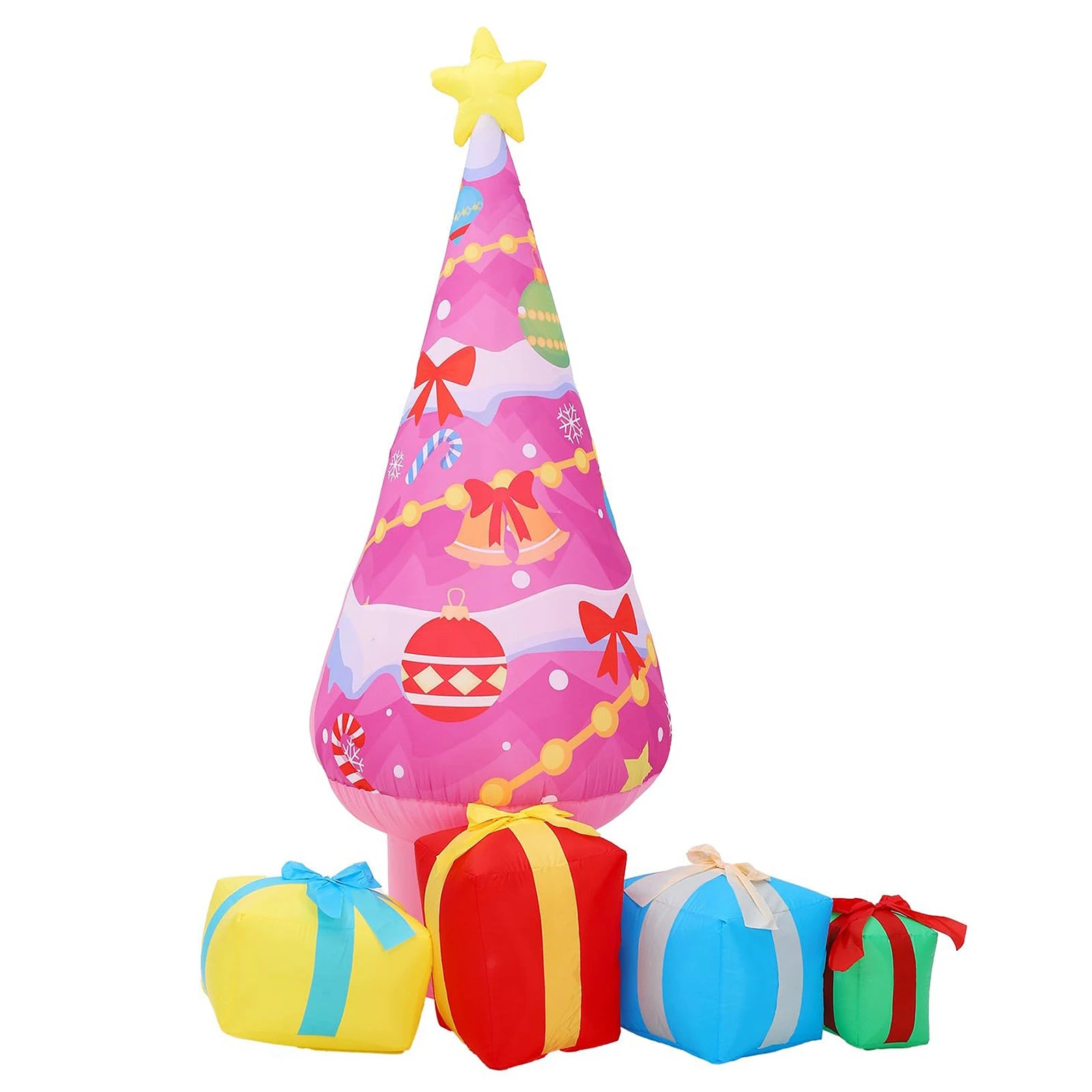 HiMISS 7.1ft Pink Inflatable Christmas Tree — Outdoor Holiday Decor with LED Lights