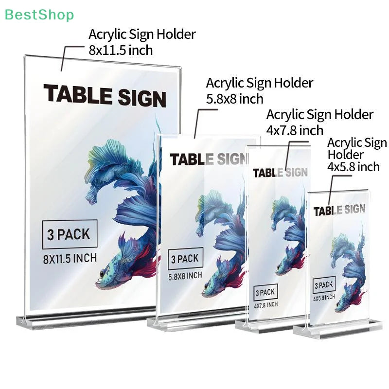 Acrylic Sign Holder — Clear Desktop Display Stand for Menus and Labels