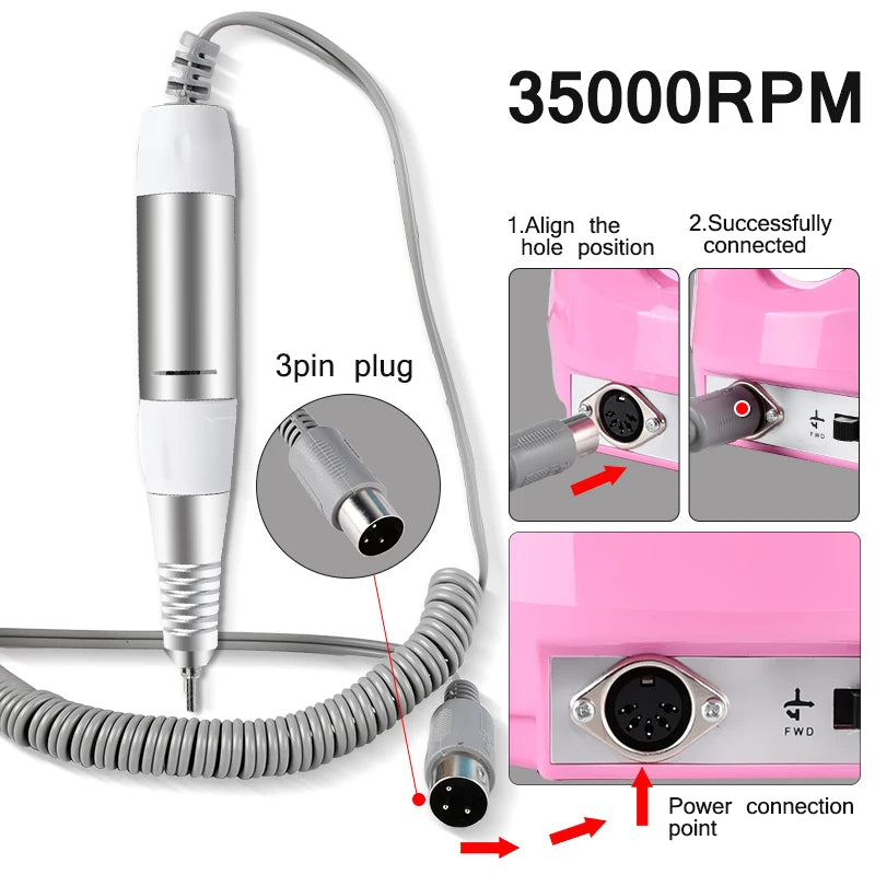 LNWPYH Electric Nail Drill Handpiece — High-Speed Professional Manicure Tool