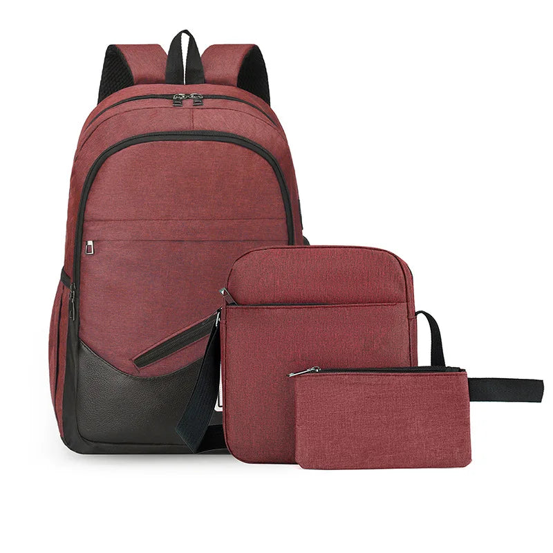 3-Piece Kids Backpack Set — Sporty School & Travel Bags with USB Port