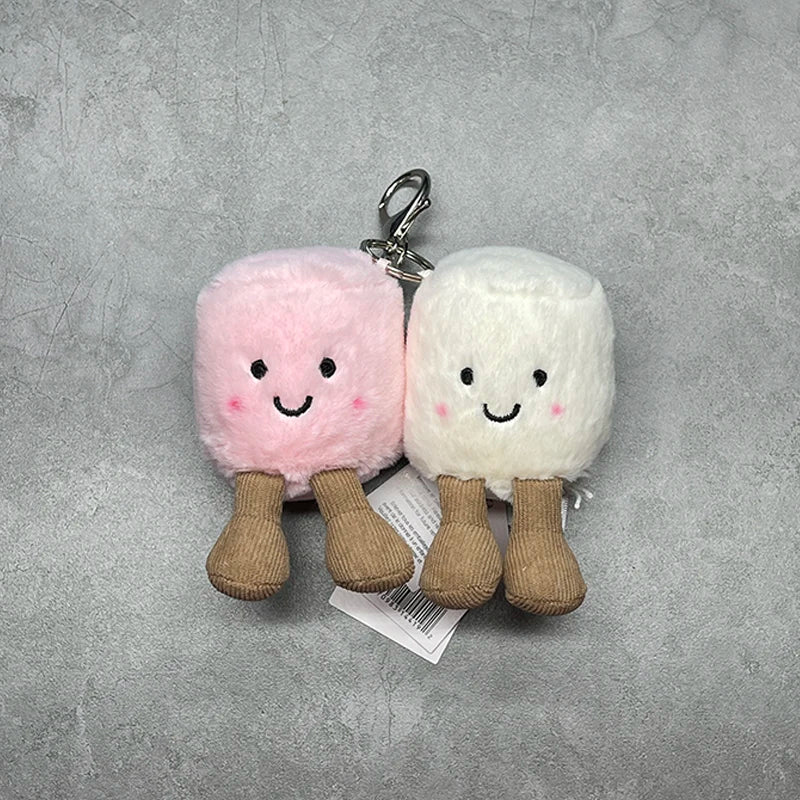 Assorted Plush Keychain Charm — Cute Animal & Food Backpack Accessory