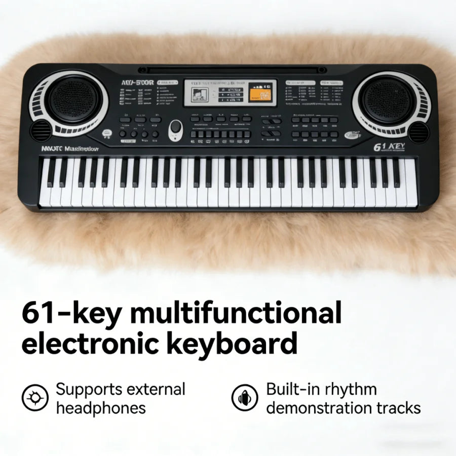 61-Key Kids Electronic Keyboard — Musical Learning Toy with Microphone