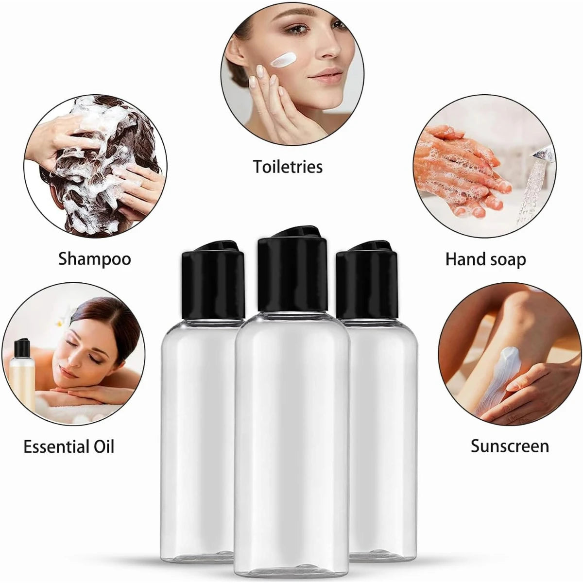 Refillable Travel Toiletries Bottles — Leakproof 100ml Containers with Labels
