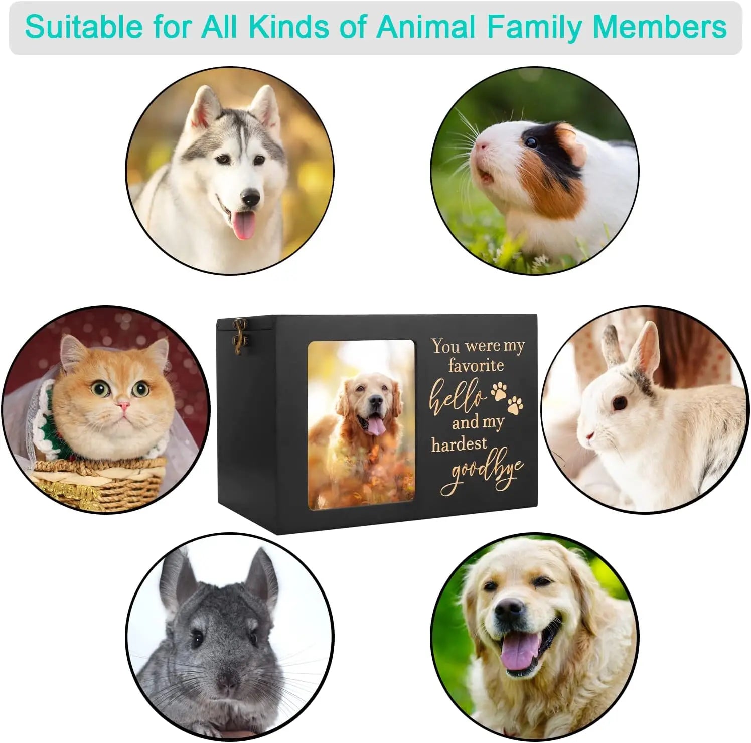 Wooden Pet Memorial Urn — Keepsake Memory Box with Photo Frame