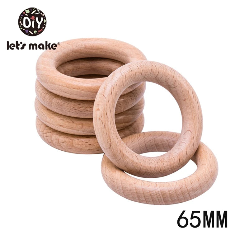 Natural Beech Wood Rings — 50pc DIY Teether & Craft Accessory Set