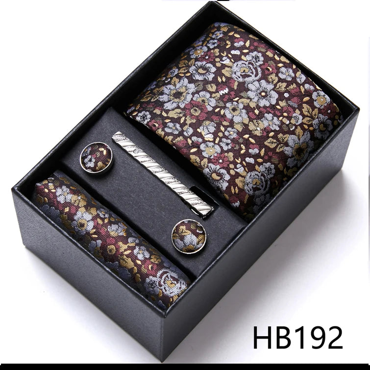 VanGise Men's Necktie Set — Business Tie, Cufflinks, and Pocket Square Kit
