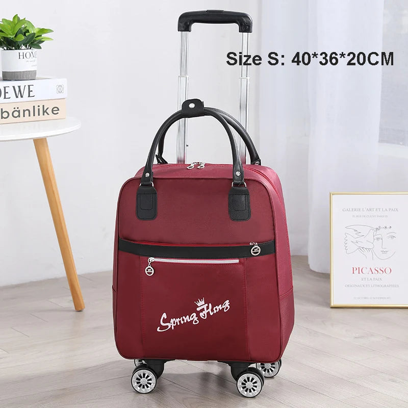 Rolling Travel Luggage Bag — Waterproof Oxford Cloth Suitcase with Wheels