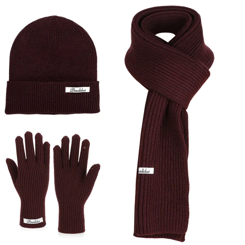 KINIJA Women's Knitted Winter Set — Warm Hat, Scarf, and Gloves Trio