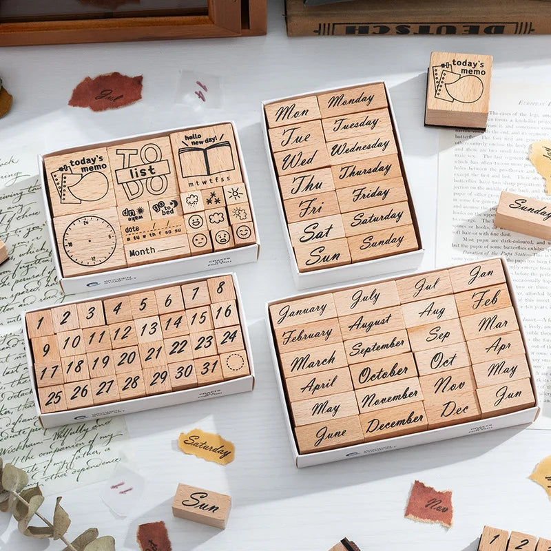 Wooden Stamp Kit — Journal Schedule Marking
