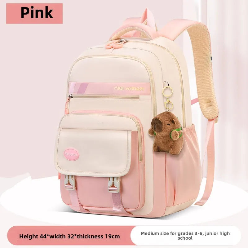 Kawaii Kids School Backpack — Waterproof Nylon Schoolbag with Cute Pendant