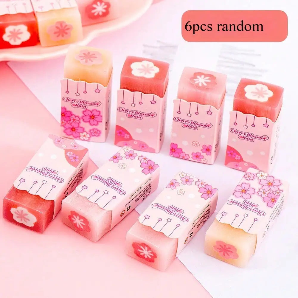 Cherry Blossom Sandwich Eraser — Cute Floral Stationery Set