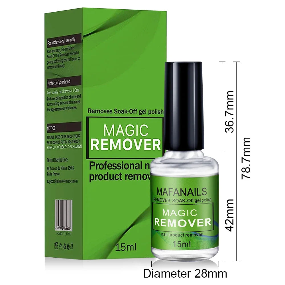 Professional Nail Gel Remover — Fast Soak-Off Polish Solution, 15ml Bottle