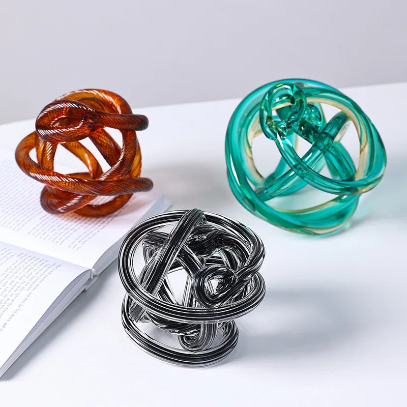 Handmade Glass Knot Figurine — Twisted Ball Decorative Ornament