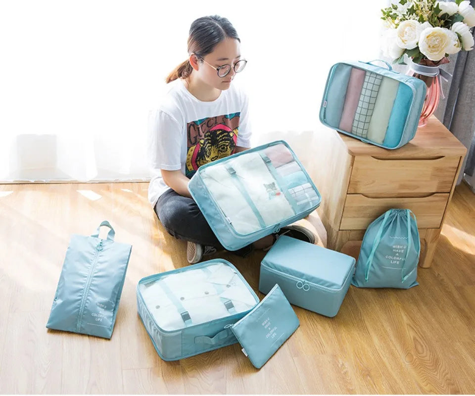 7-Piece Travel Packing Cube Set — Luggage Organizer & Shoe Storage