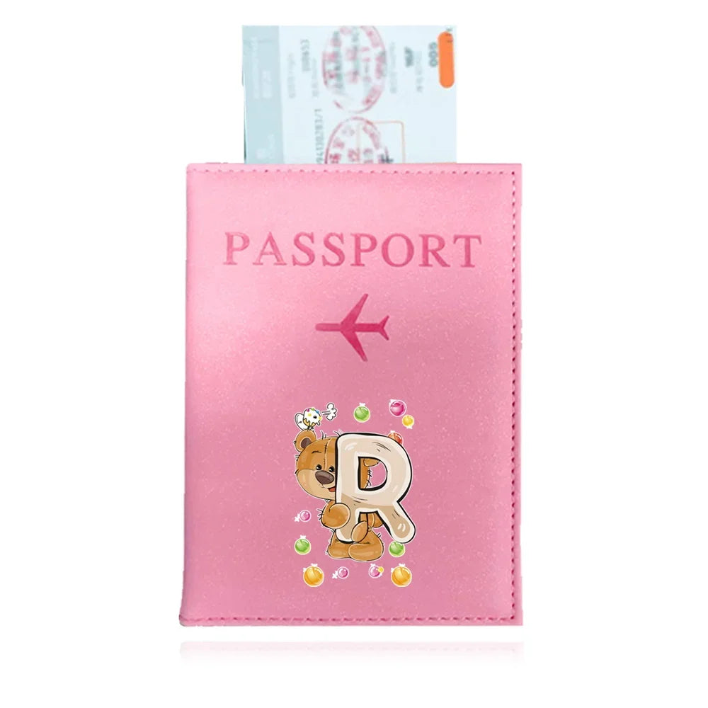Bear Pattern Passport Cover — Protective PU Leather Travel Holder