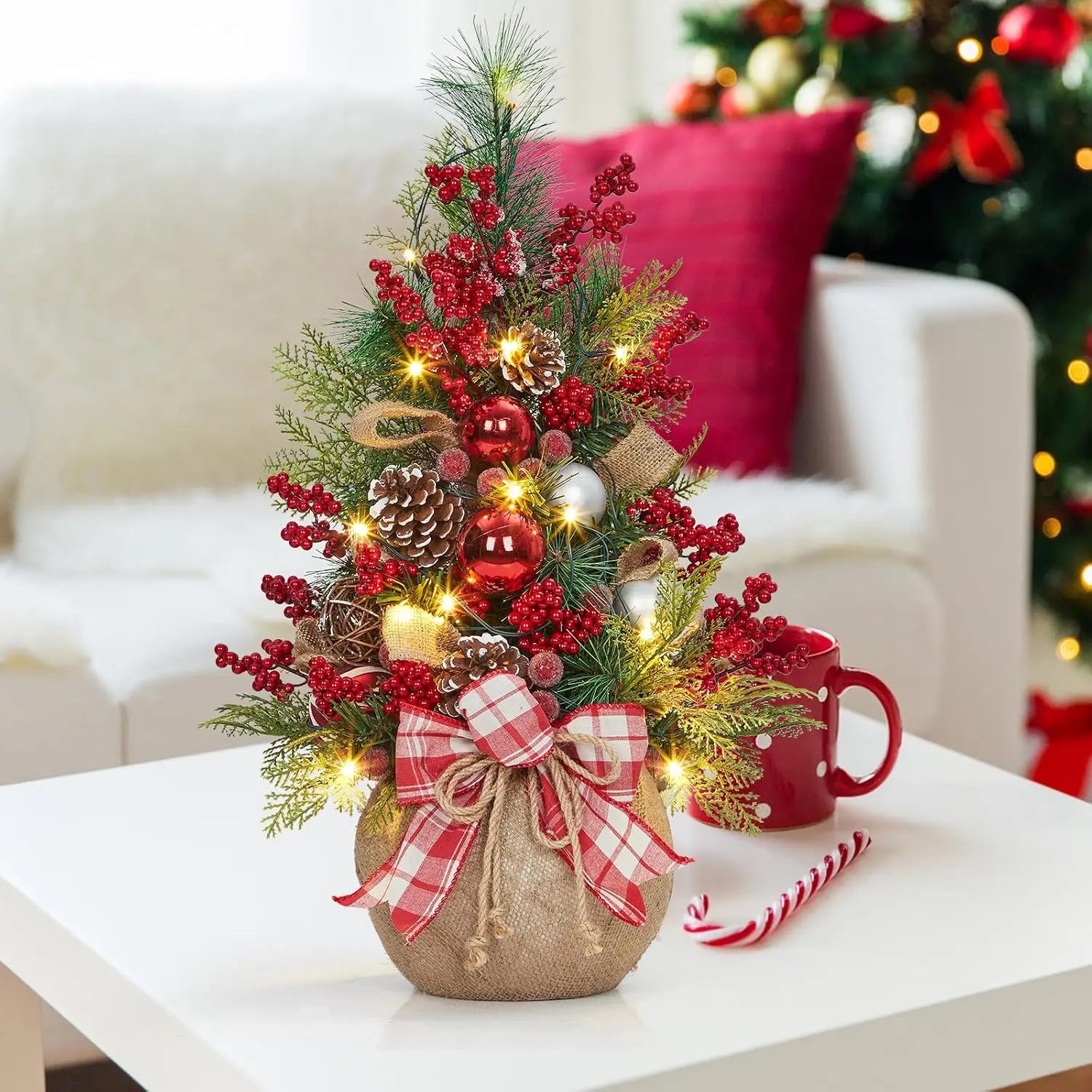 Garvee 24-Inch LED Christmas Tree — Pre-Lit Tabletop Decor with 8 Lighting Modes