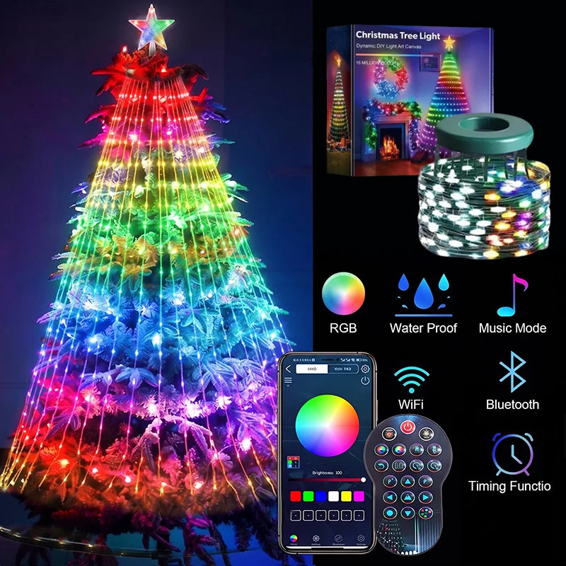 MIMIRGB Smart RGB LED Christmas Tree Lights — App Controlled & Music Sync