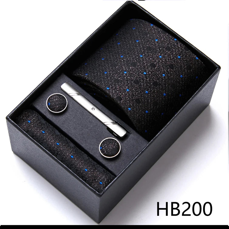 VanGise Men's Necktie Set — Business Tie, Cufflinks, and Pocket Square Kit