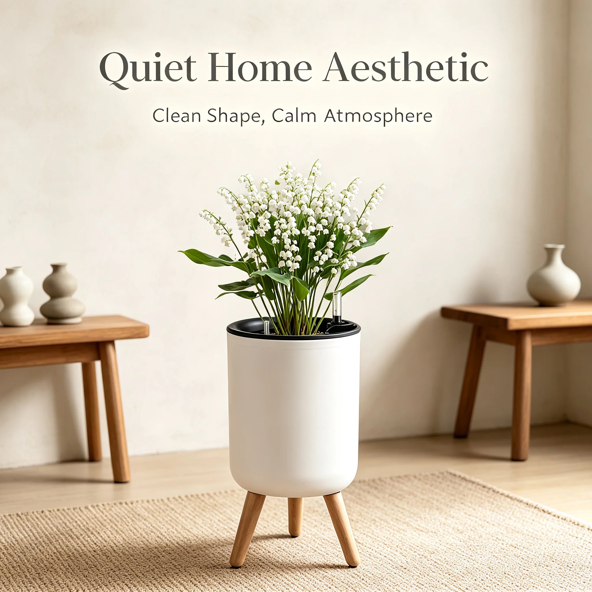 Modern Standing Self-Watering Planter — Decorative Floor Pot with Tripod Support