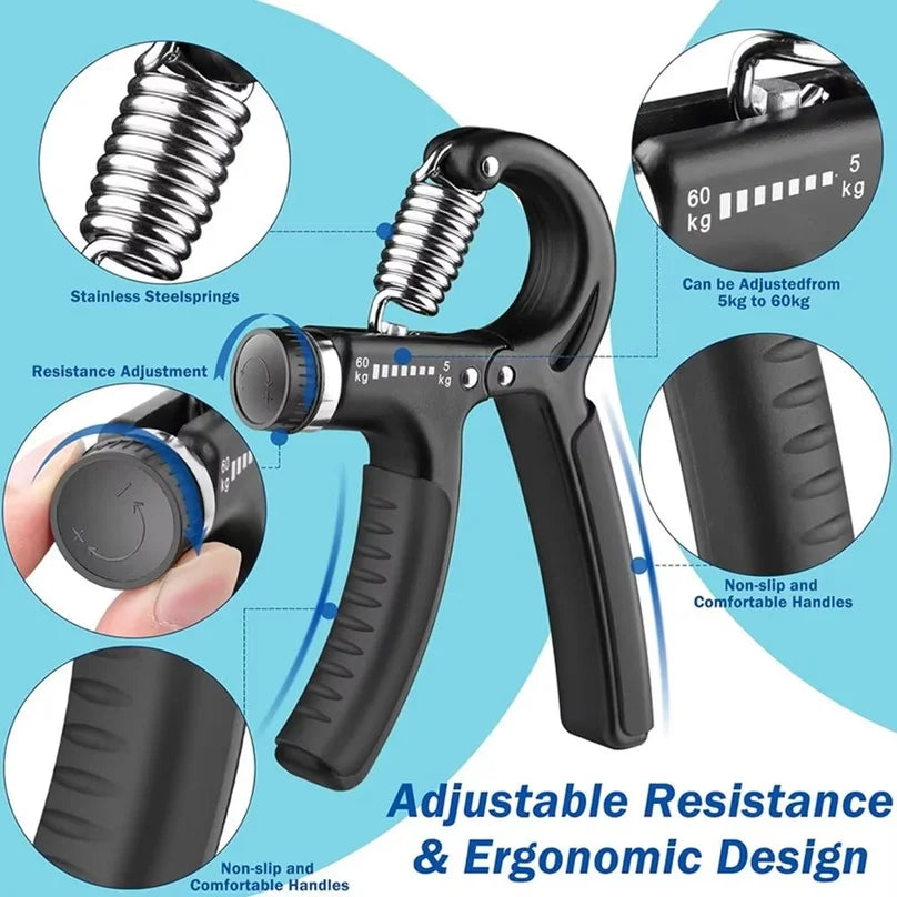 Adjustable Grip Strength Trainer — Forearm and Wrist Exerciser, Black