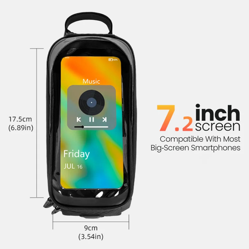 Bicycle Frame Bag — Touchscreen Phone Holder & Storage Case