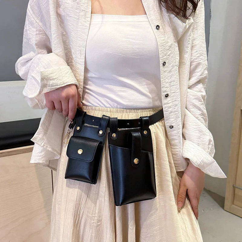 LXHYSJ Women's Leather Fanny Pack — Stylish Multi-Pocket Waist Bag