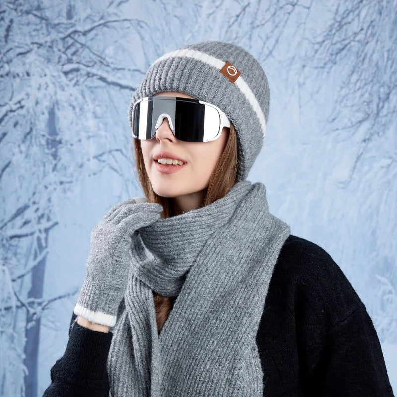 KINIJA Knitted Winter Accessory Set — Warm Hat, Scarf, and Gloves