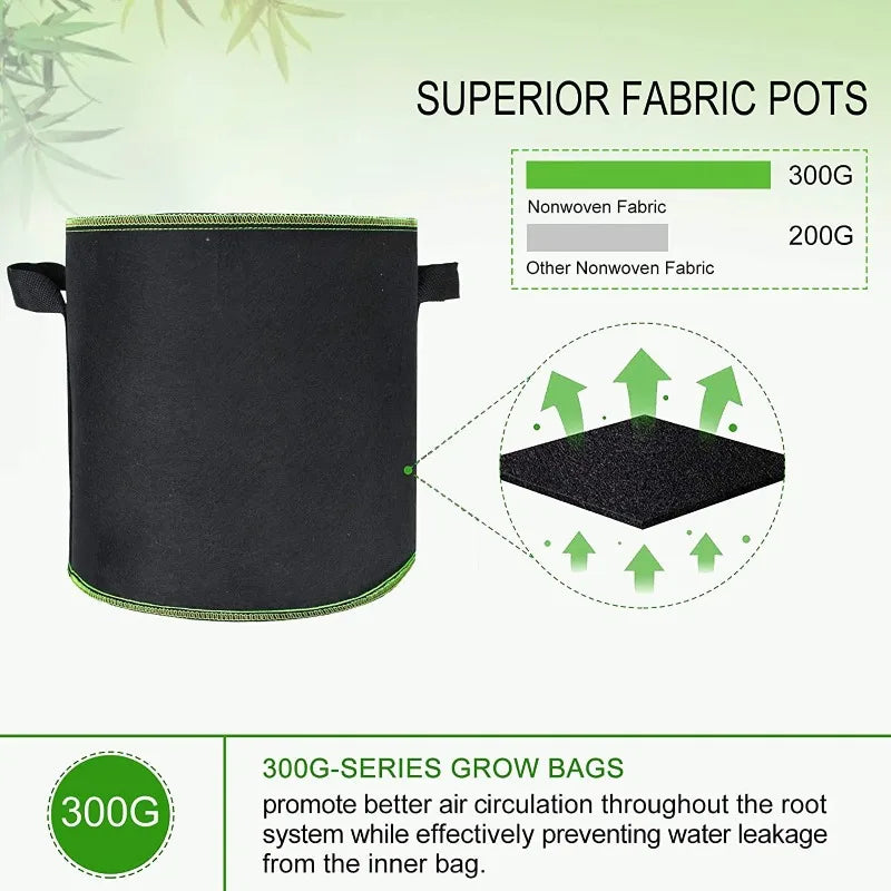 CHFENGASQ Non-Woven Grow Bags — Aeration Fabric Pots for Plants