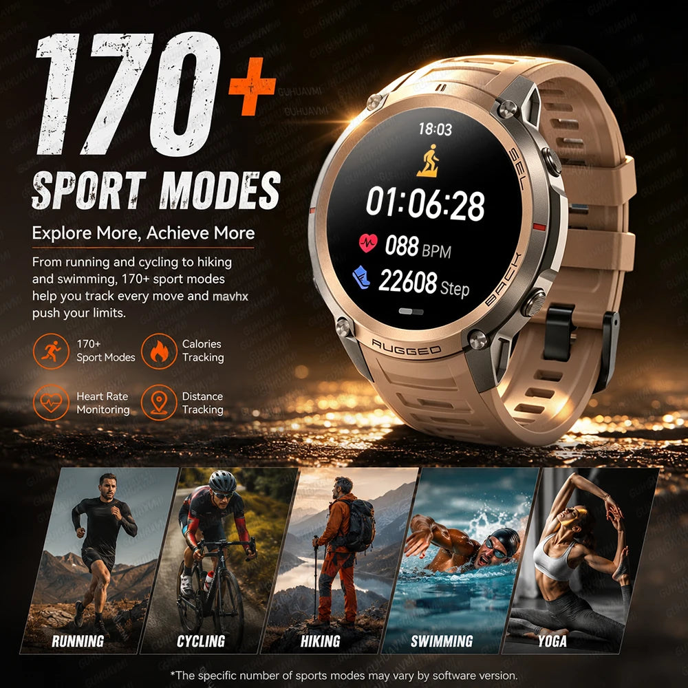 GUHUAVMI Military GPS Smartwatch — Offline Map & 5ATM Waterproof Sports Watch