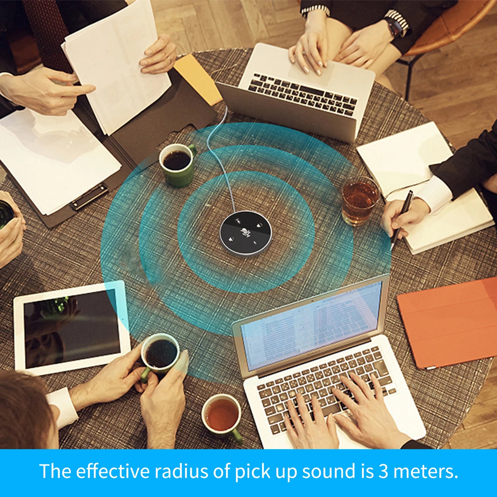 EWIND USB Conference Speakerphone — 360° Omnidirectional Desktop Microphone