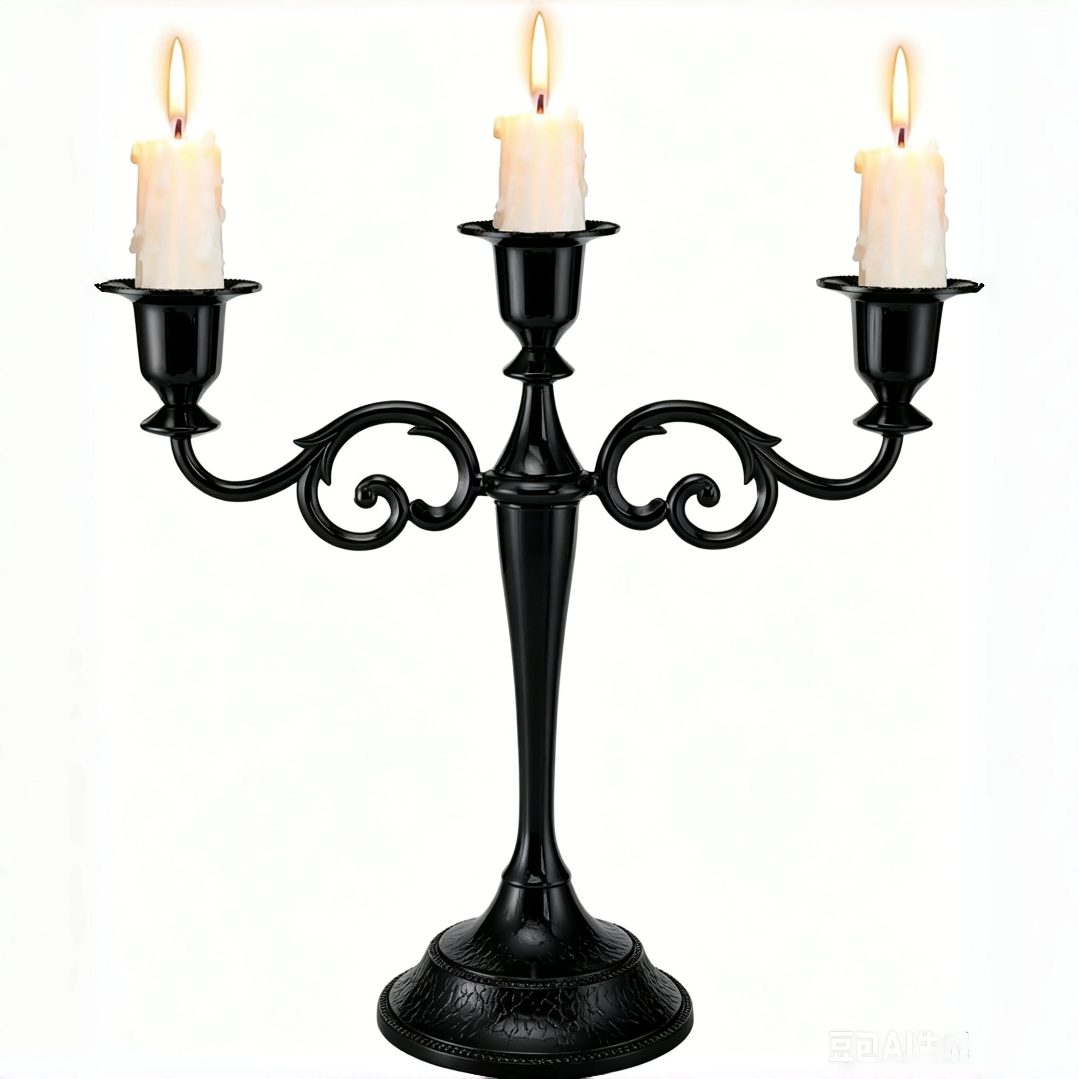 Vintage Scroll 3-Arm Metal Candelabra — Elegant Taper Candle Stand