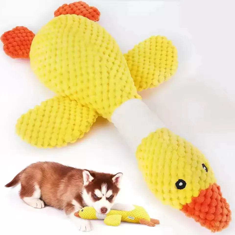Plush Goose Pet Toy — Squeaky & Crinkly Chew Toy for Dogs and Cats