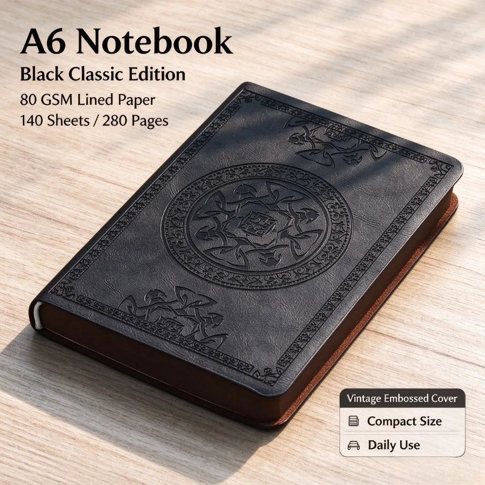Vintage Leather Journal Notebook — Portable Diary for Travel & Writing