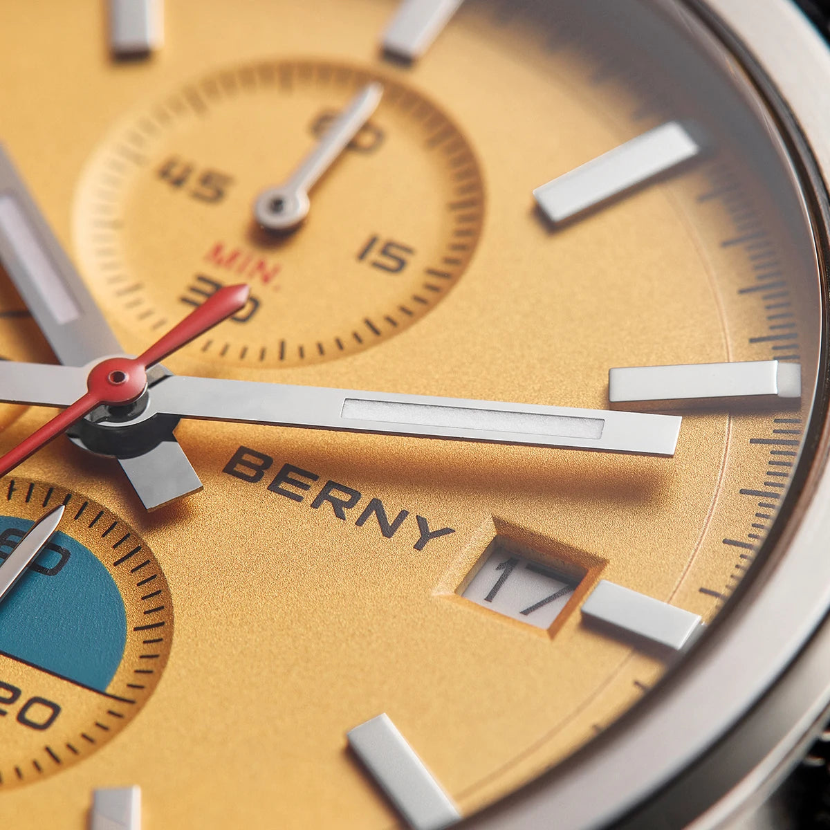 BERNY Chronograph Quartz Men's Watch — Luminous Sport Design with Sapphire Crystal