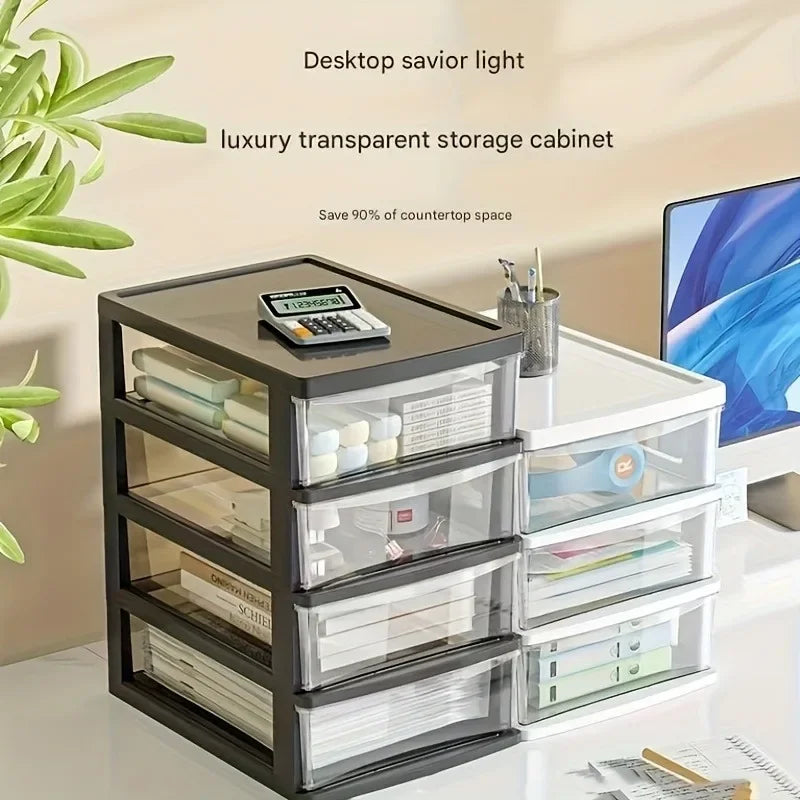 Transparent Desktop Storage Box — Multi-Tier Organizer for Stationery & Cosmetics