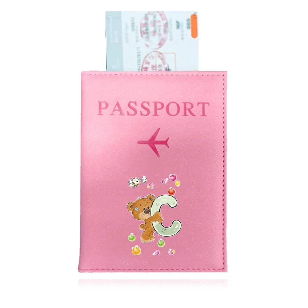 Bear Pattern Passport Cover — Protective PU Leather Travel Holder