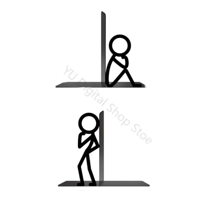 Metal Decorative Bookend Set — Playful Figure Design for Desk and Shelves