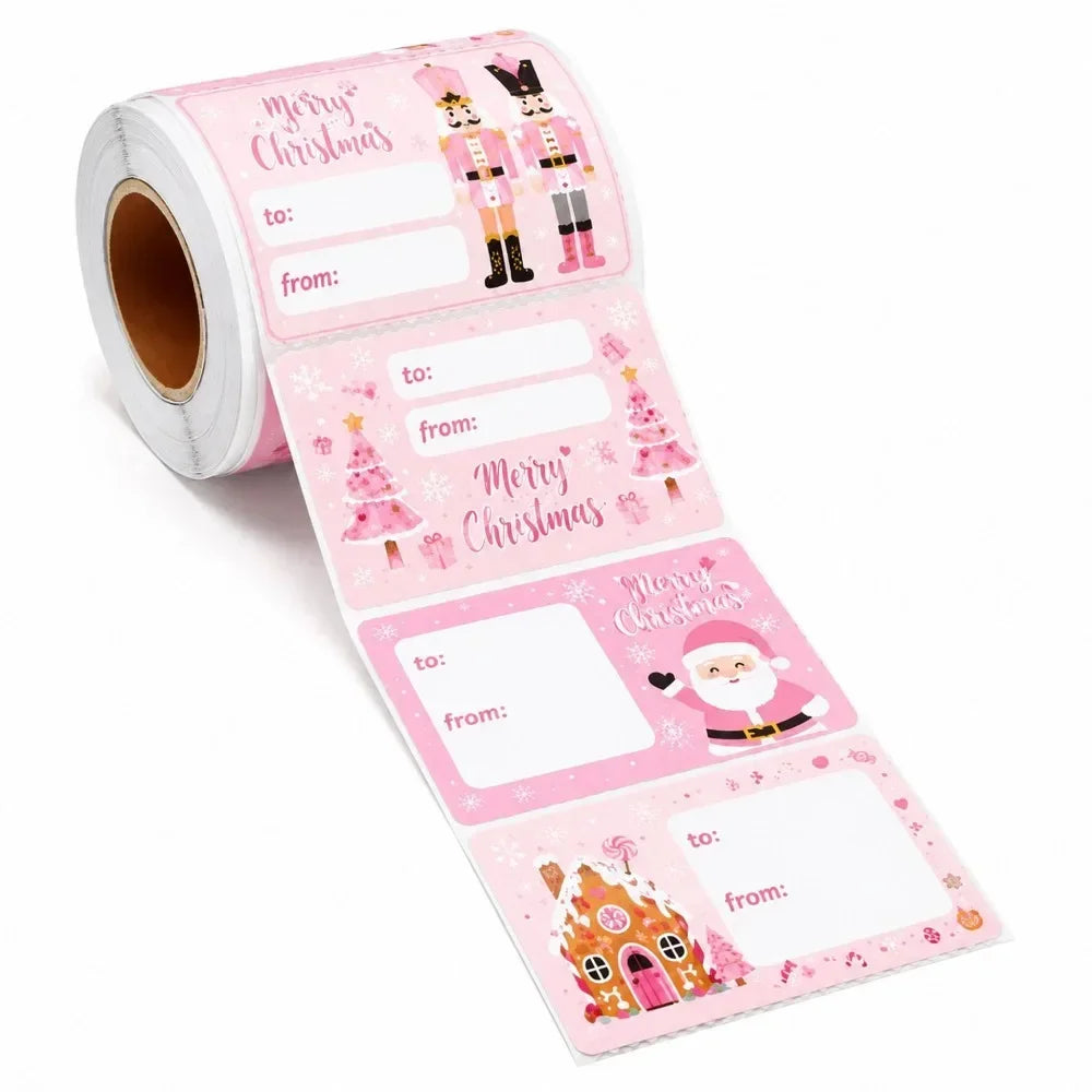 Christmas Cartoon Pattern Decor Stickers — Self-Adhesive Writable Labels