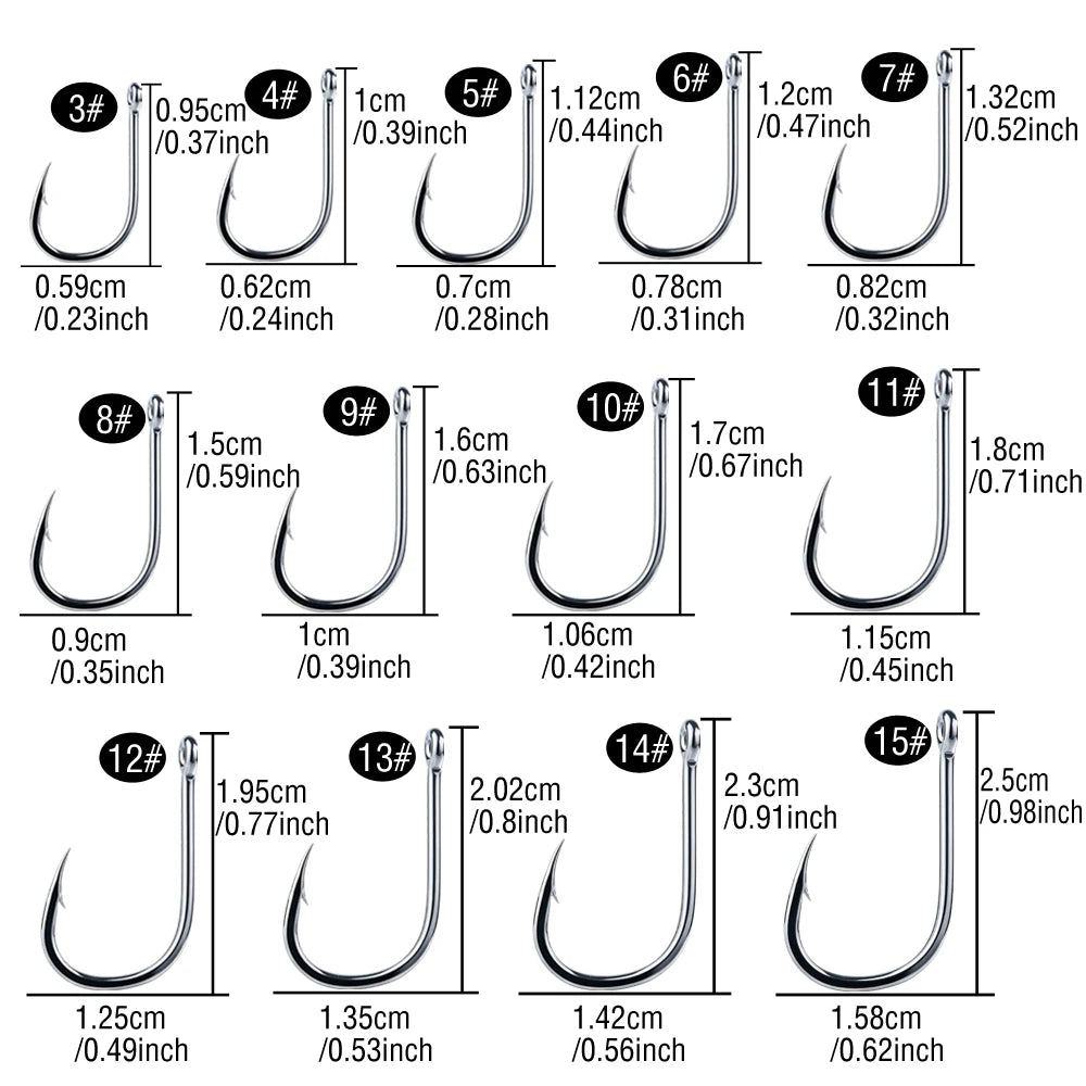 akakuma High Carbon Steel Fishing Hooks — Ultra Sharp Barbed Set, 400 Pieces