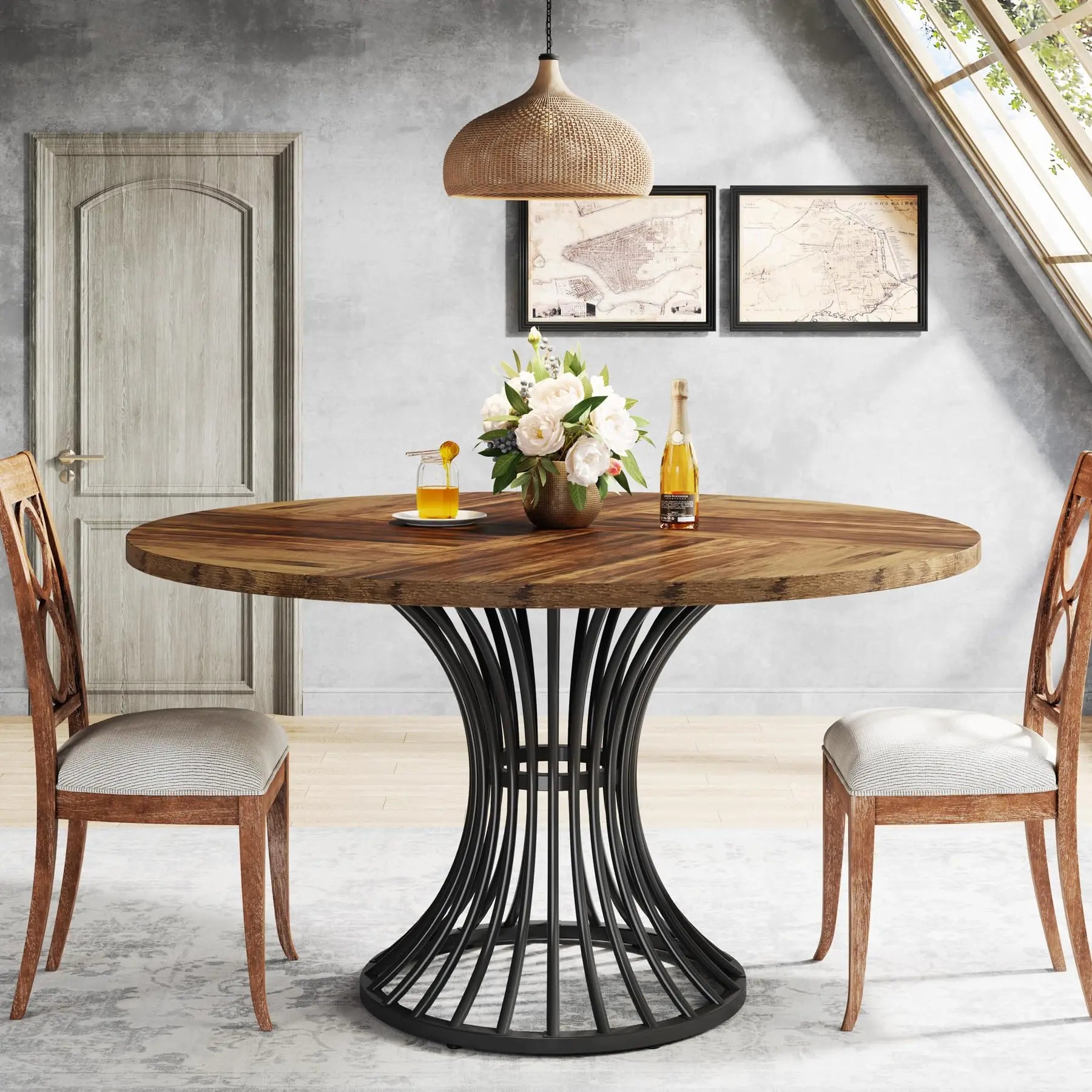 Tribesigns Round Dining Table — 47-Inch Farmhouse Style Kitchen Table