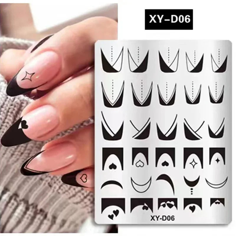 dawndesslo Nail Art Stamping Plate — Floral and Stripe Design Template