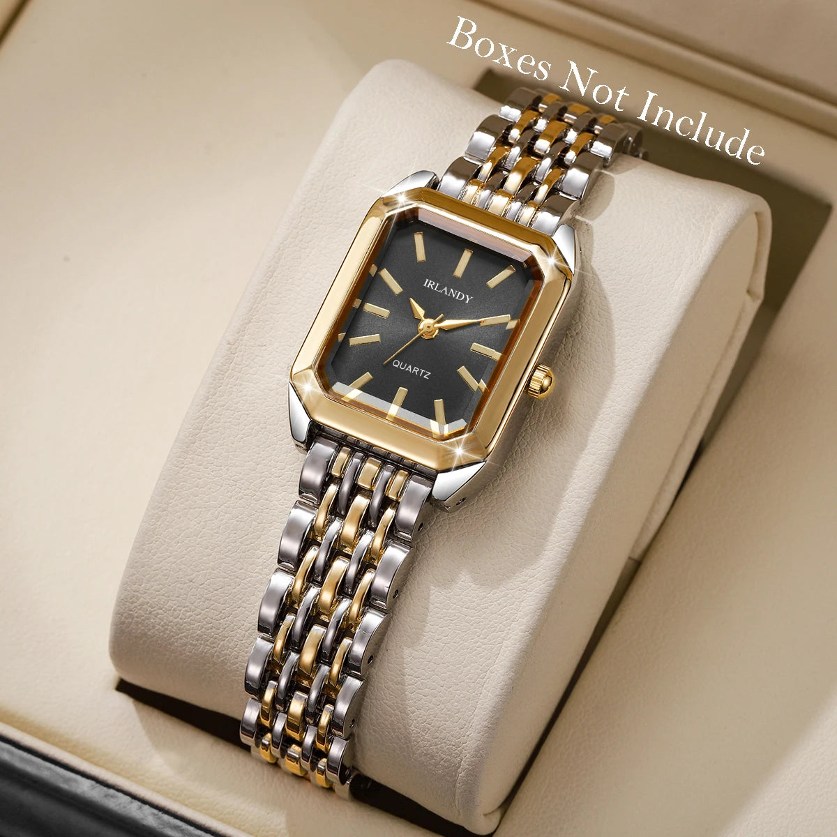 Women's Rectangle Quartz Watch — Elegant Steel Strap Wristwatch