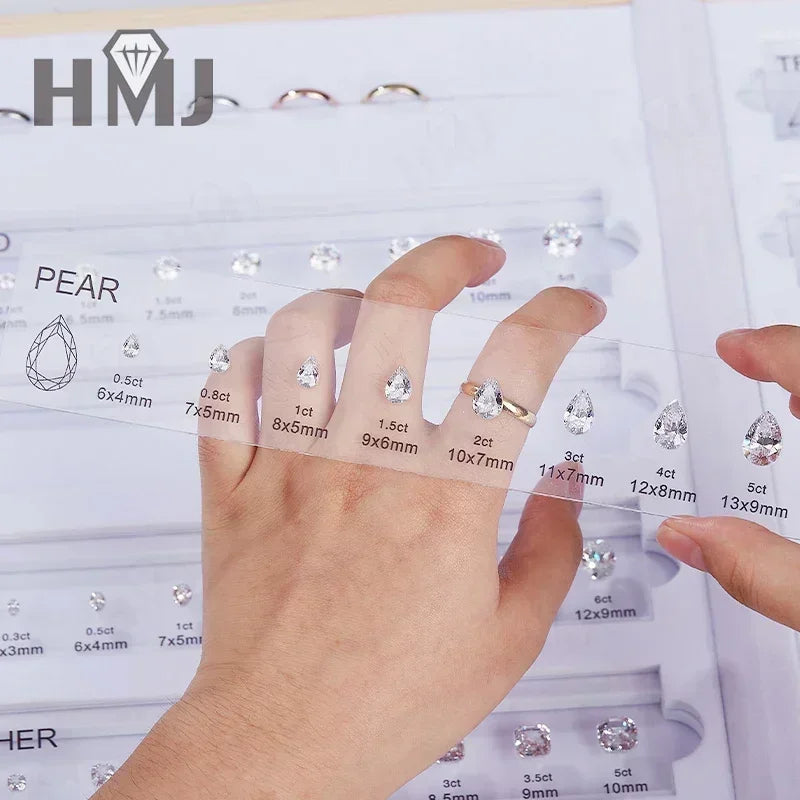 HMJ Gemstone Size Comparison Chart — Brilliant Cut Cubic Zirconia Tool