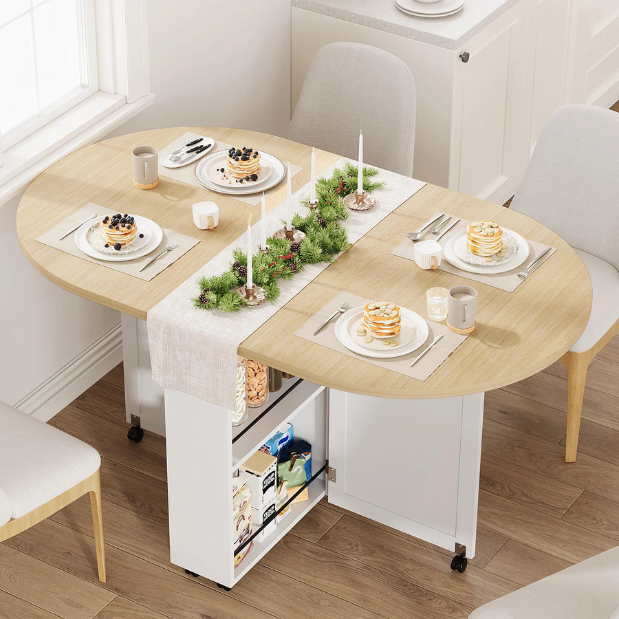 HiMISS 3-in-1 Folding Dining Table — Space-Saving Drop Leaf Design